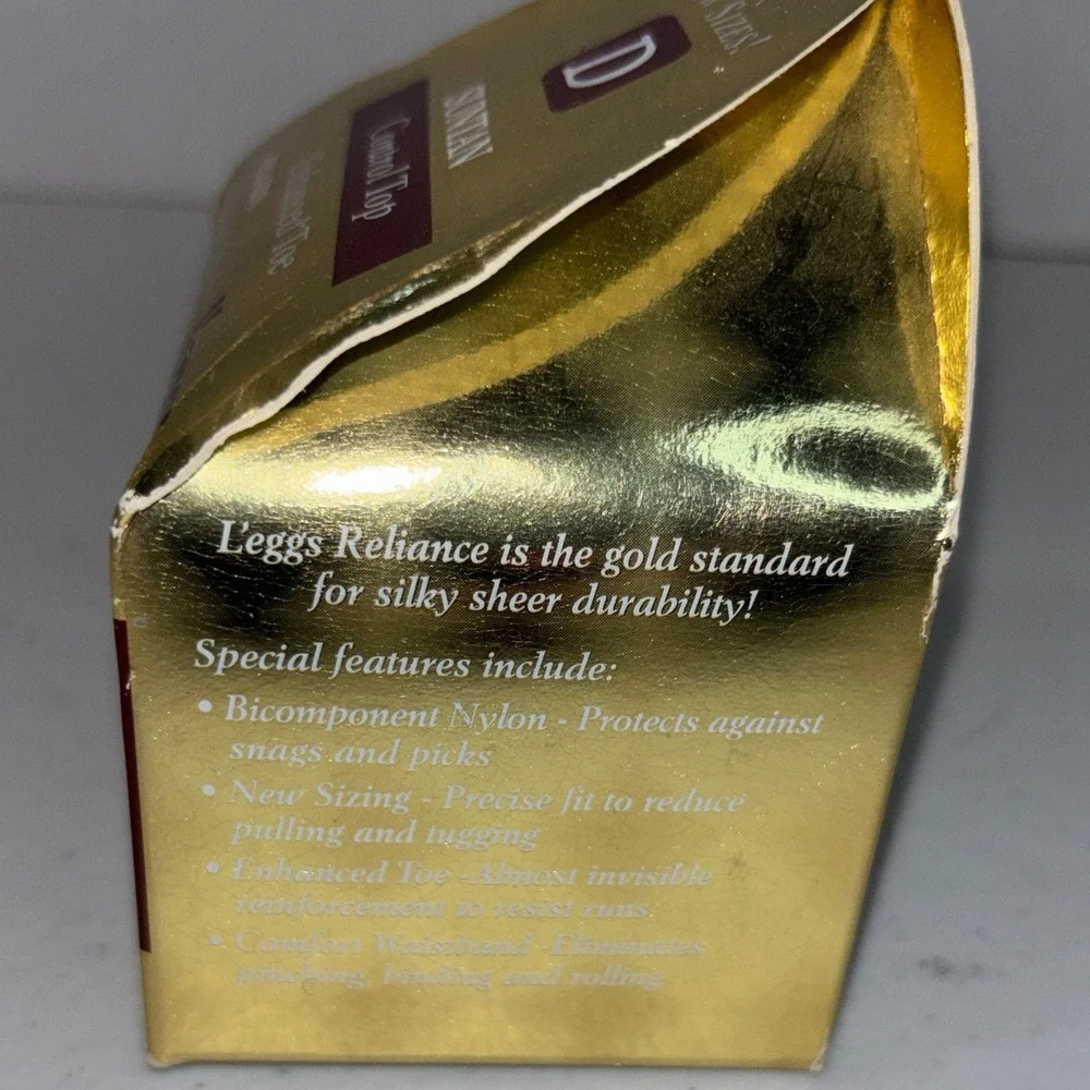 Leggs Reliance Pantyhose Suntan Control Top Size D Vintage 1997 Style 42924 EDS